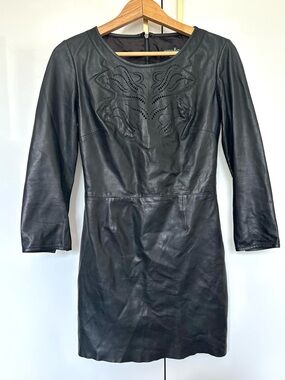 Guess by Marciano 100% Lamb Leather Dress Black Size 2